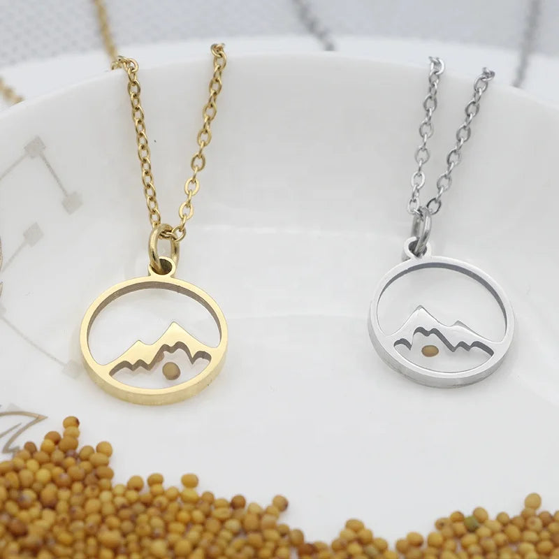 Faith can move mountains necklace stainless steel gold plated tiny mustard seed religious jewelry christian gifts