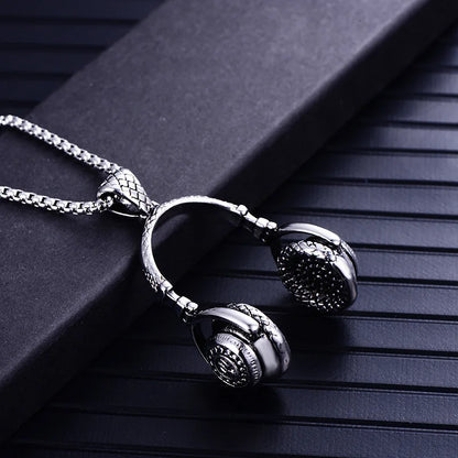 Music Headphones Pendant Necklace For Men Hip Hop Rock Couple Personalized Stainless Steel Chain Fashion Rapper Jewelry Gifts