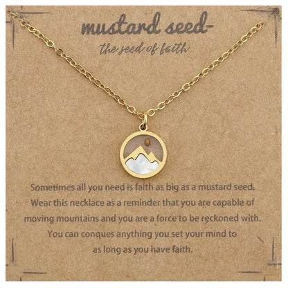 Fashion Mustard Seed Necklace For Men Women Stainless Steel Hollow Mountains Sun Pendant Necklace Seed Wishing Necklace Jewelry