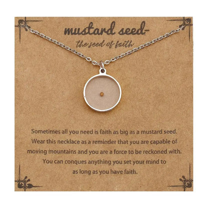 Fashion Mustard Seed Necklace For Men Women Stainless Steel Hollow Mountains Sun Pendant Necklace Seed Wishing Necklace Jewelry