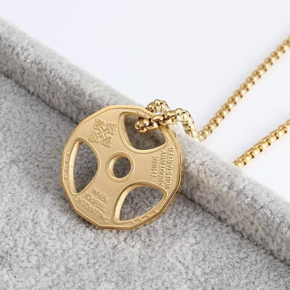 Cool Titanium Steel Dumbbell Pendant Necklace Barbell Fitness Pendant Men and Women Leisure Sports Punk Jewelry