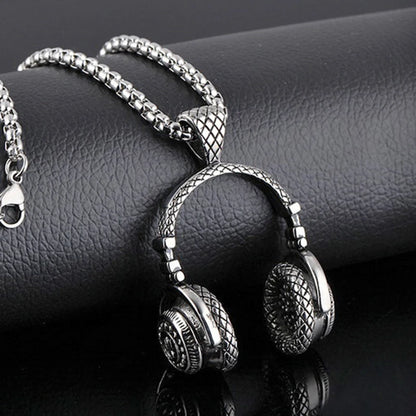 Music Headphones Pendant Necklace For Men Hip Hop Rock Couple Personalized Stainless Steel Chain Fashion Rapper Jewelry Gifts