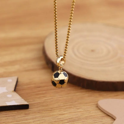 Football Necklace Men's Titanium Steel Non Fading Creative Sports Style European And American Stainless Steel Jewelry Pendant