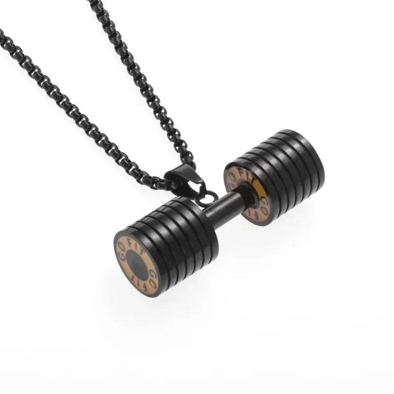 Cool Titanium Steel Dumbbell Necklace