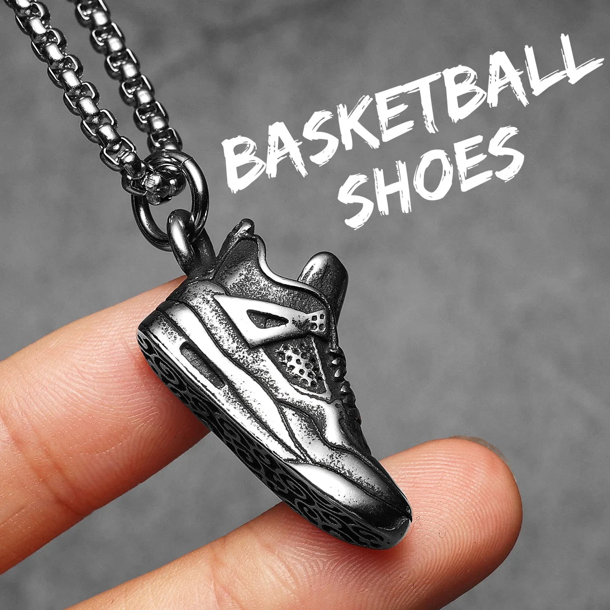Retro Basketball Shoes Men Necklace With Pendant Stainless Steel Jewelry For Male Women Punk HipHop Accessories Gifts Wholesale
