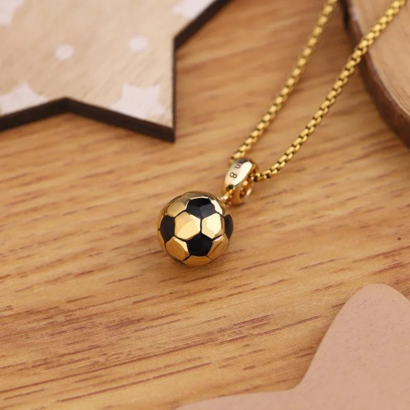 Football Necklace Men's Titanium Steel Non Fading Creative Sports Style European And American Stainless Steel Jewelry Pendant