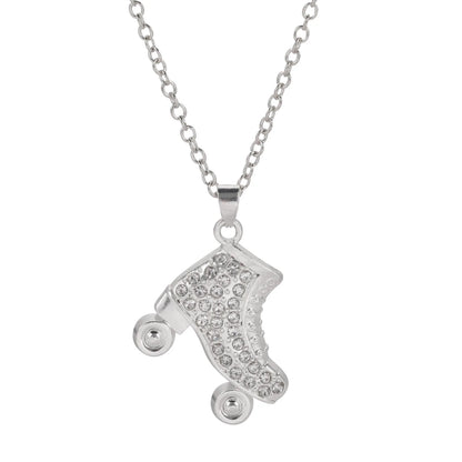 1pc Fashion Silver Color Skate Necklace With Wheels Roller Skate Rhinestone Necklace For Women Men Sports Pendant Neklace Gifts
