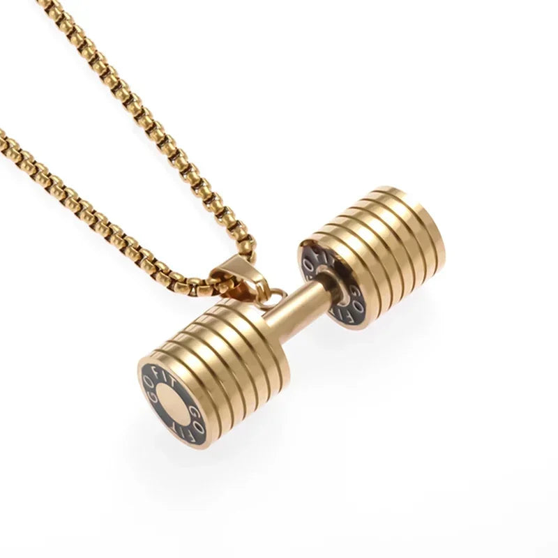 Cool Titanium Steel Dumbbell Necklace