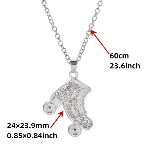 1pc Fashion Silver Color Skate Necklace With Wheels Roller Skate Rhinestone Necklace For Women Men Sports Pendant Neklace Gifts