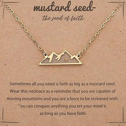 Fashion Mustard Seed Necklace For Men Women Stainless Steel Hollow Mountains Sun Pendant Necklace Seed Wishing Necklace Jewelry