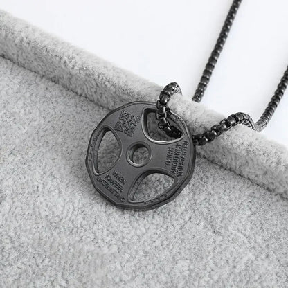 Cool Titanium Steel Dumbbell Pendant Necklace Barbell Fitness Pendant Men and Women Leisure Sports Punk Jewelry