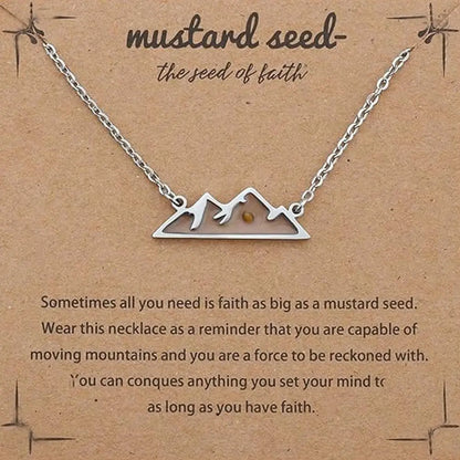 Fashion Mustard Seed Necklace For Men Women Stainless Steel Hollow Mountains Sun Pendant Necklace Seed Wishing Necklace Jewelry